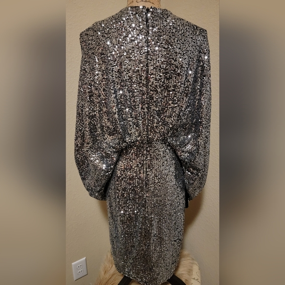 (NWT) New York & Company Silver Sequin Midi Dress - Picture 2 of 5